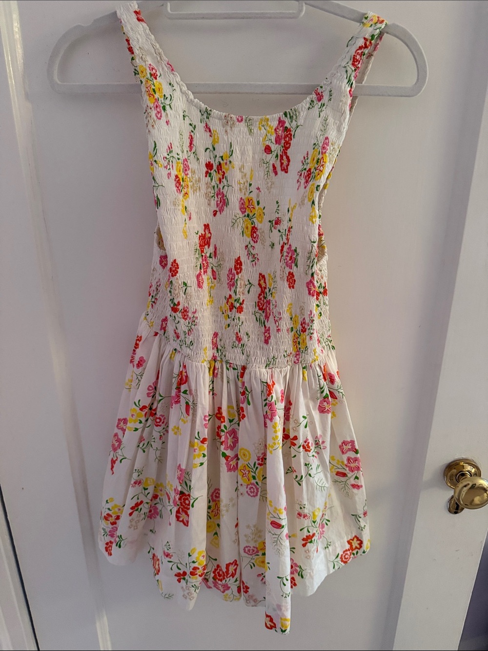 SWF White Floral Sundress with Pink & Yellow Flowers
